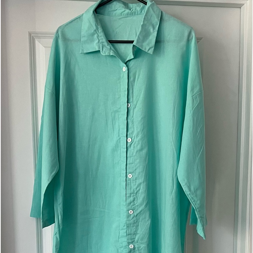 Button down mint green maxi